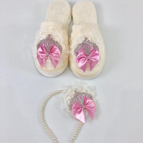 Crown Mom Slipper Set - Pink - RUBYBELLEBABY