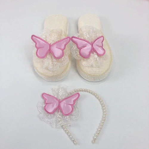 Butterfly Mom Slipper Set - Pink - RUBYBELLEBABY