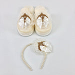 Crown Mom Slipper Set - White/Gold - RUBYBELLEBABY