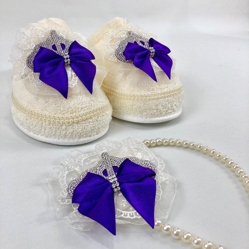 Crown Mom Slipper Set - Purple/Silver - RUBYBELLEBABY