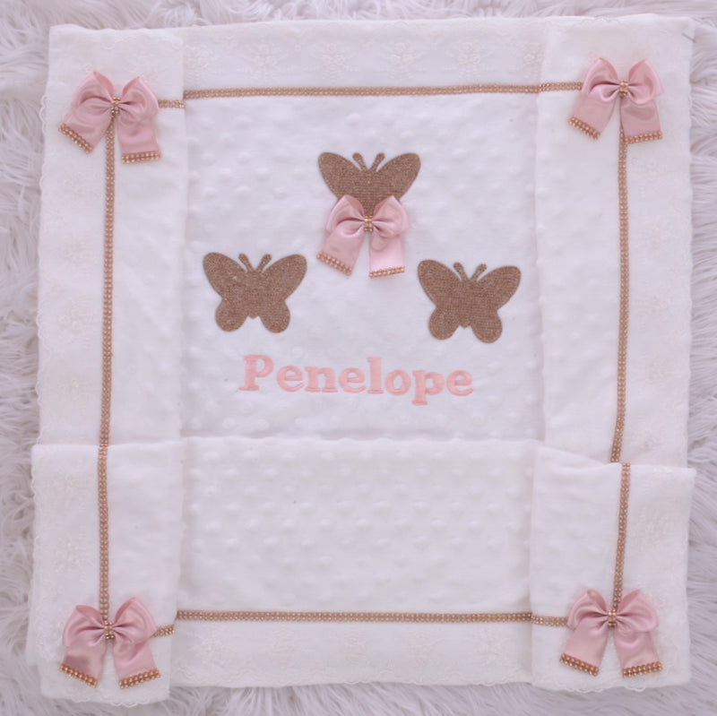Newborn Baby Girl Luxury Butterfly Blanket - Blush