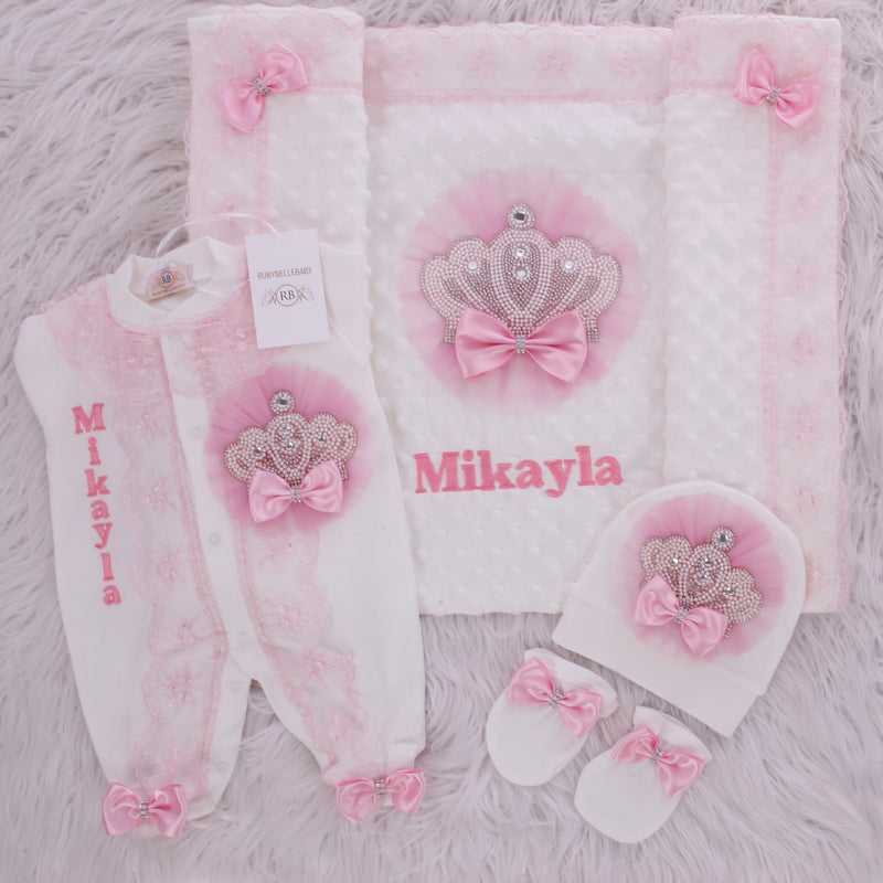 5pcs Jeweled Blanket Set - Pink