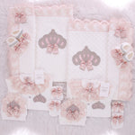 5pcs Princess Crown Blanket Set - Blush/Silver