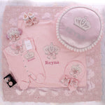 9pcs Jeweled Crown Bling Baby Outfit Set - Blush