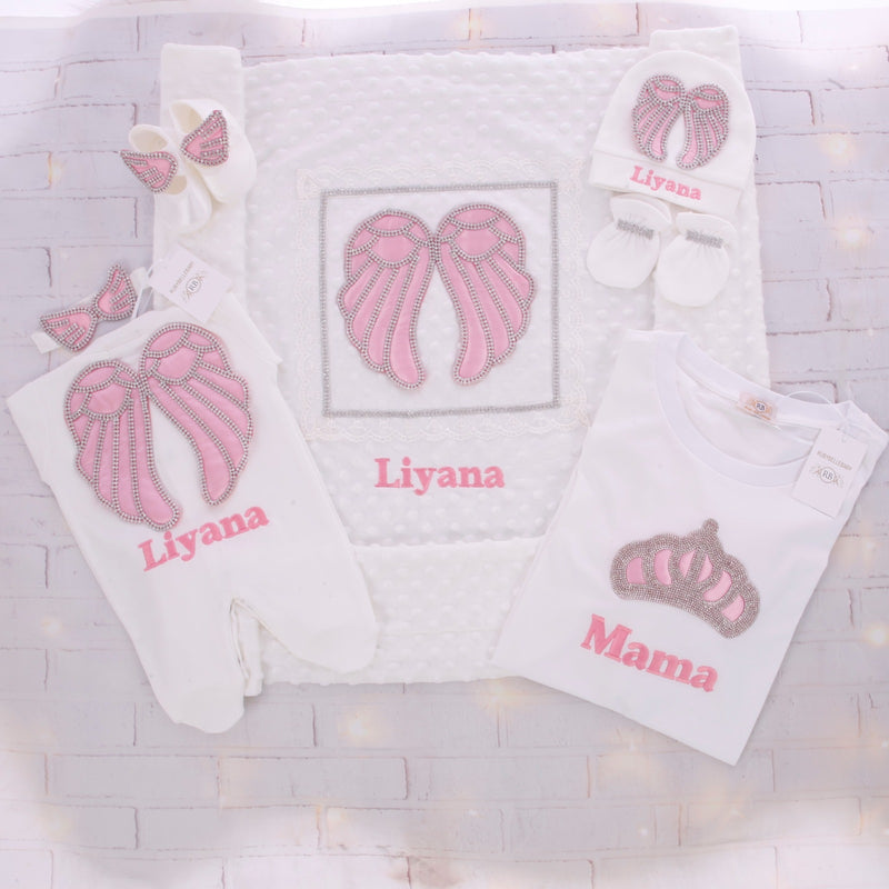 7pcs Mommy and Me Wings set - Pink/Silver