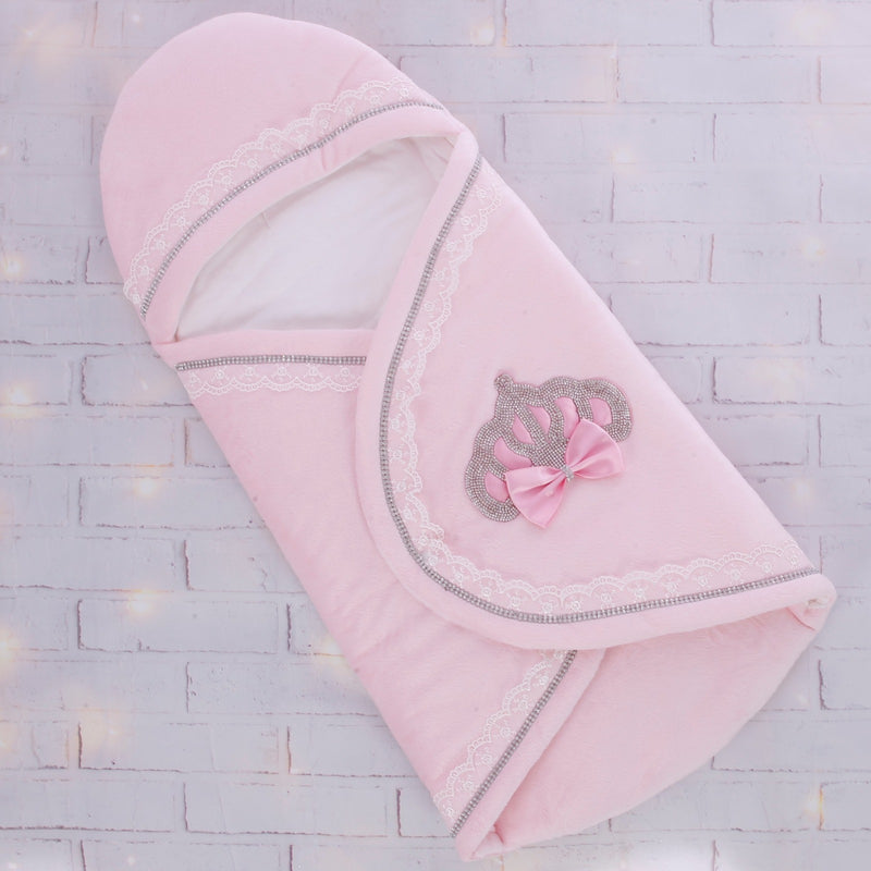 Princess Crown Bling Baby Swaddle - Pink