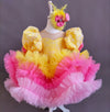 Cotton Candy Girls Party Dress - Yellow/Pink