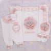 4pcs Jeweled Crown Pearl Blanket Set -  Blush