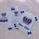 4pcs Royal Crown Pillow Embroidery Set - Blue