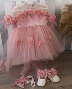 Audrelle Rose High Tail Girls Party Dress - Blush