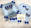 4pcs HRH Crown Pillow Set - Blue - RUBYBELLEBABY