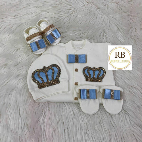 4pcs HRH Crown Set - Light Blue - RUBYBELLEBABY