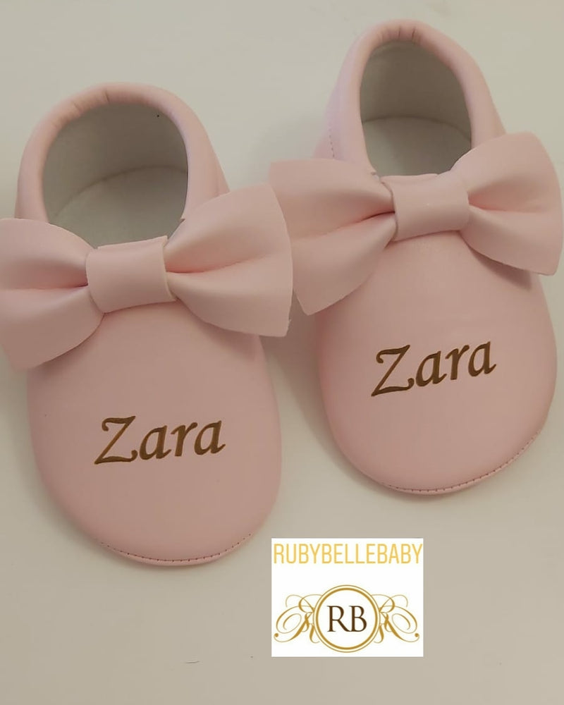 Baby Girl Moccasins Shoe Set - Light Pink
