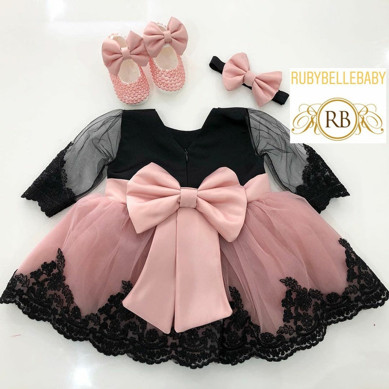 Shelby Lou Infant Dress - Black/Blush