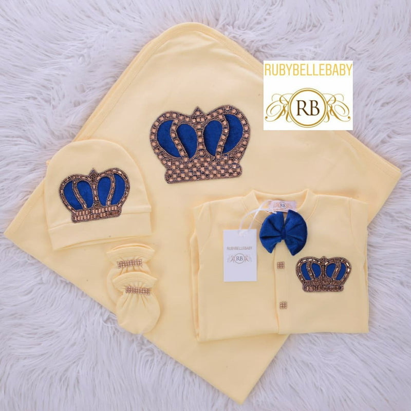 4pcs HRH Crown Set - Yellow/Blue