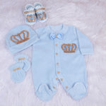 4pcs Infant Boy Outfit Set - Blue/Gold