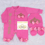 3pcs Princess Crown Set - Hot Pink/Gold