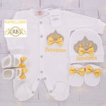 4pcs Baby Girl Princess Crown Set - White/Yellow