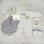 5pcs Baby Prince Tux Set - Grey - RUBYBELLEBABY