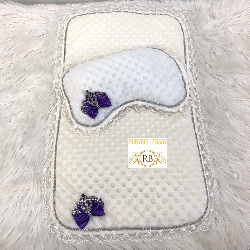 Princess Crown Mat & Pillow - Purple/Silver - RUBYBELLEBABY