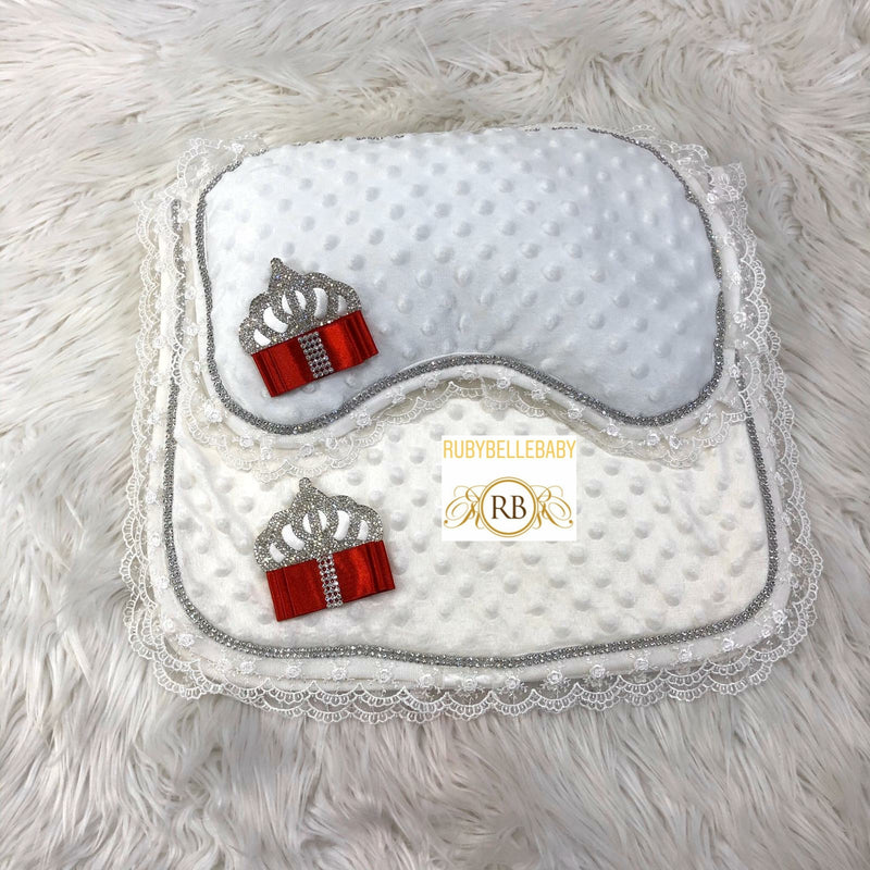 Princess Crown Mat & Pillow - Red/Silver - RUBYBELLEBABY