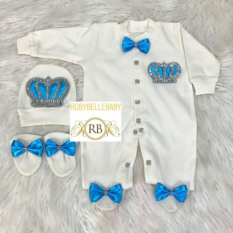 3pcs Prince Set Torquoise Blue and Silver - RUBYBELLEBABY