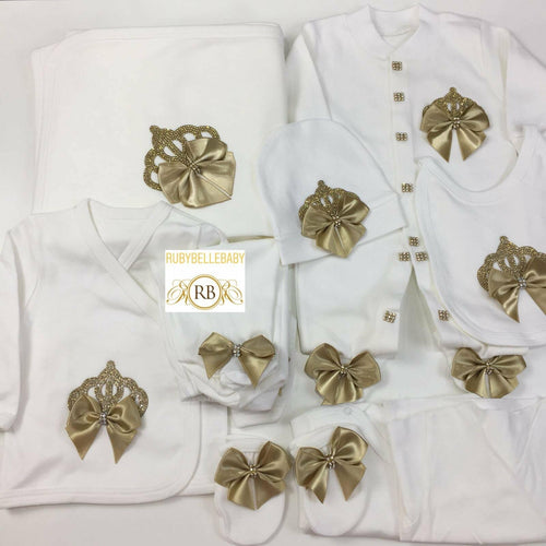 10pcs Princess Crown Set - White/Gold - RUBYBELLEBABY