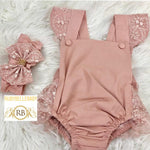 Baby Lace Rompers - Blush - RUBYBELLEBABY