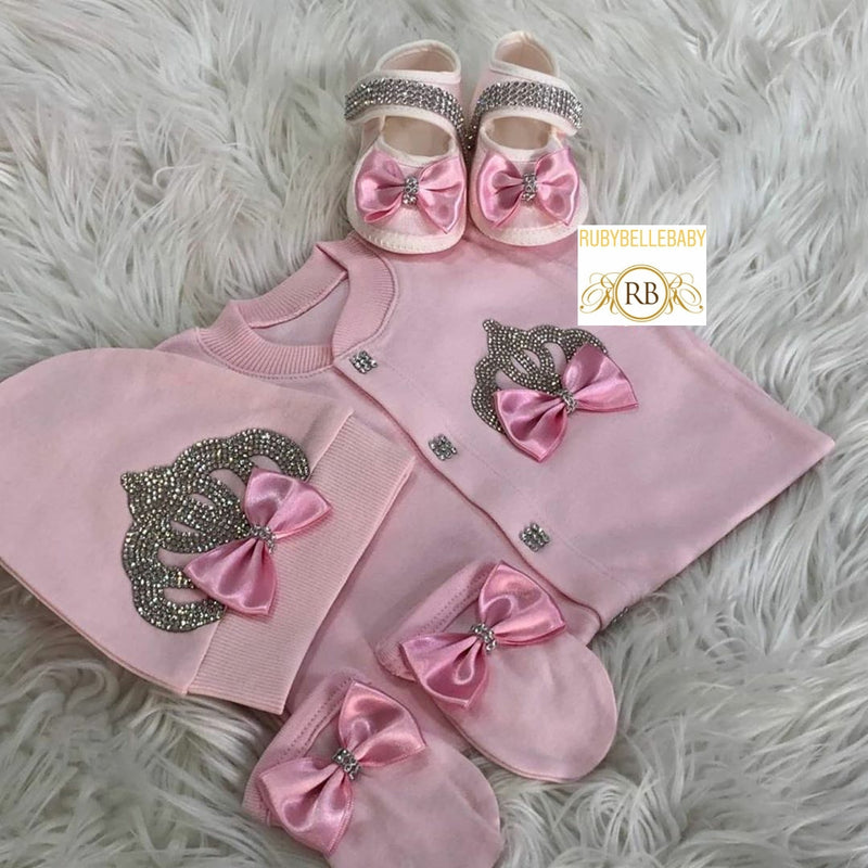 4pcs Princess Crown Set - Pink/Silver