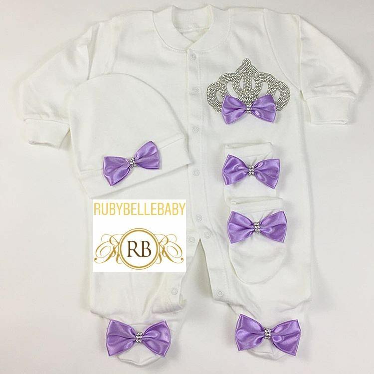 3pcs Princess Crown Set - Lilac - RUBYBELLEBABY