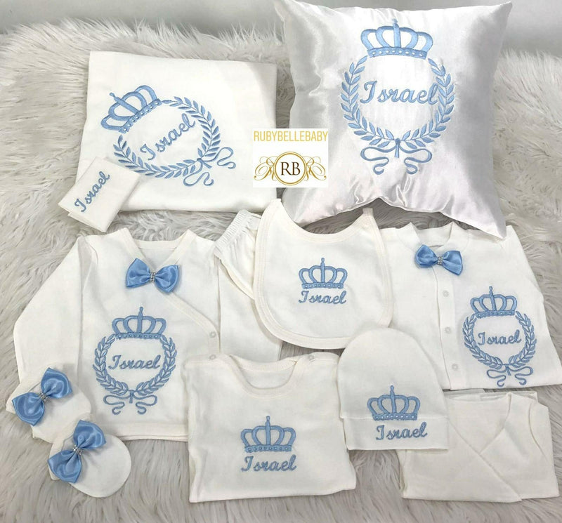 11pcs Embroidery Crown Set - Blue - RUBYBELLEBABY