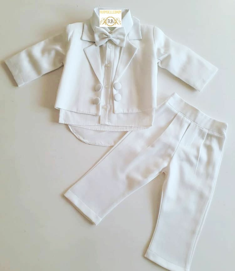 4pcs Baby Boy Suit Set - White