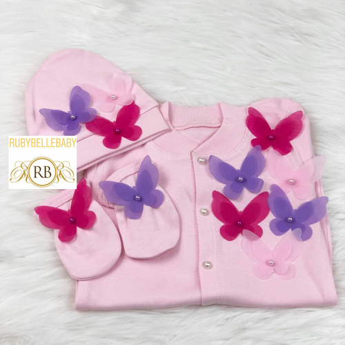 3pcs Tri Butterfly Princess Set - Pink - RUBYBELLEBABY