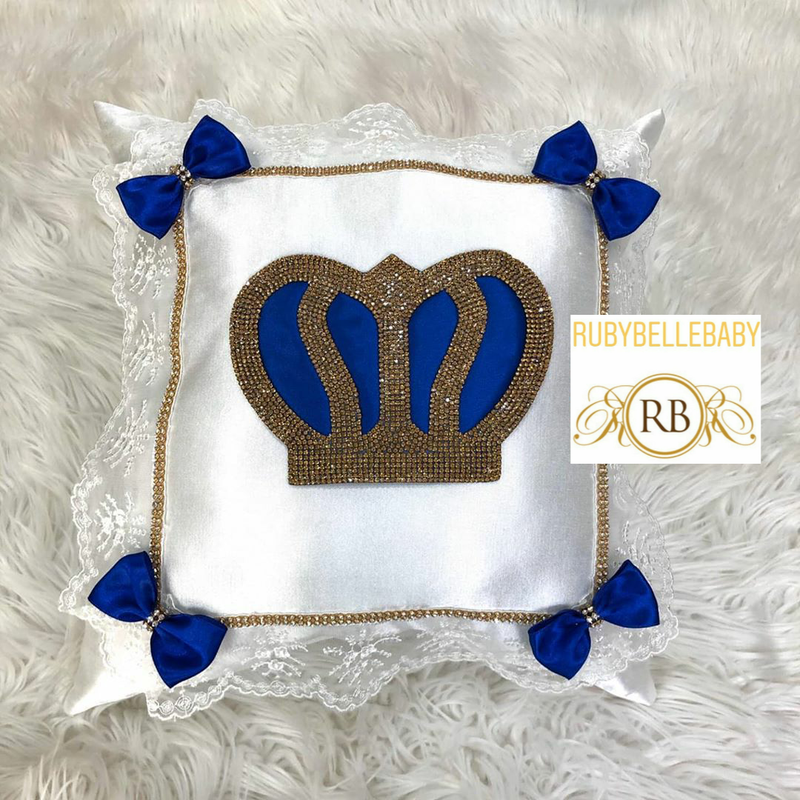 Royal Crown Baby Pillow - Blue