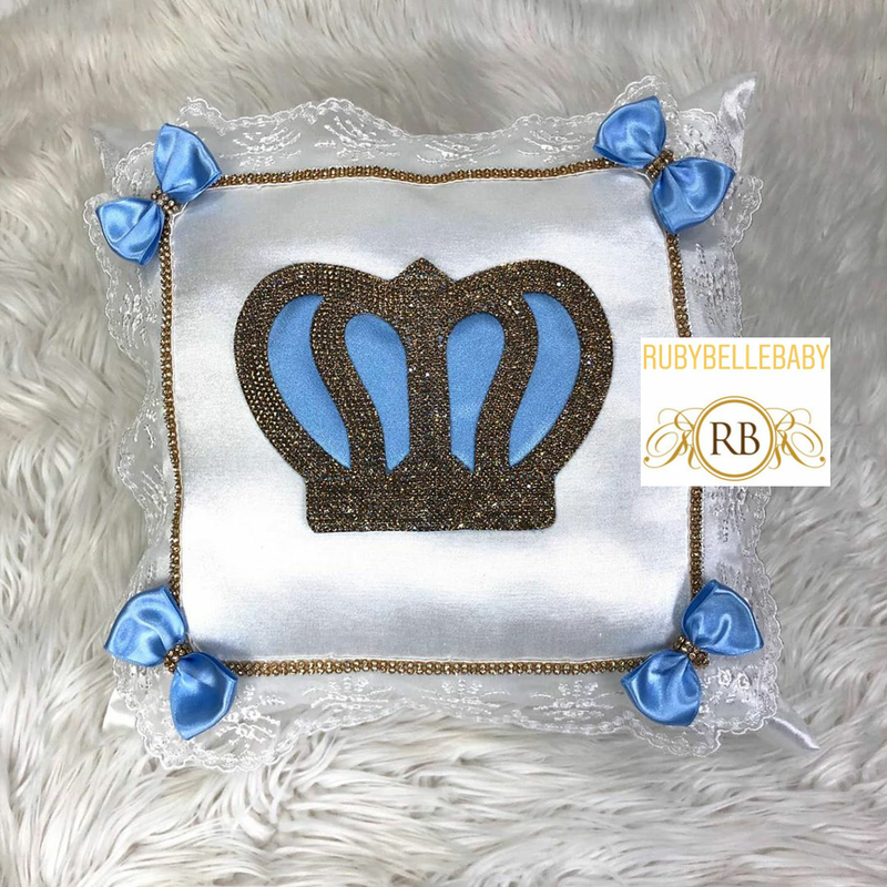 Royal Crown Baby Pillow - Blue