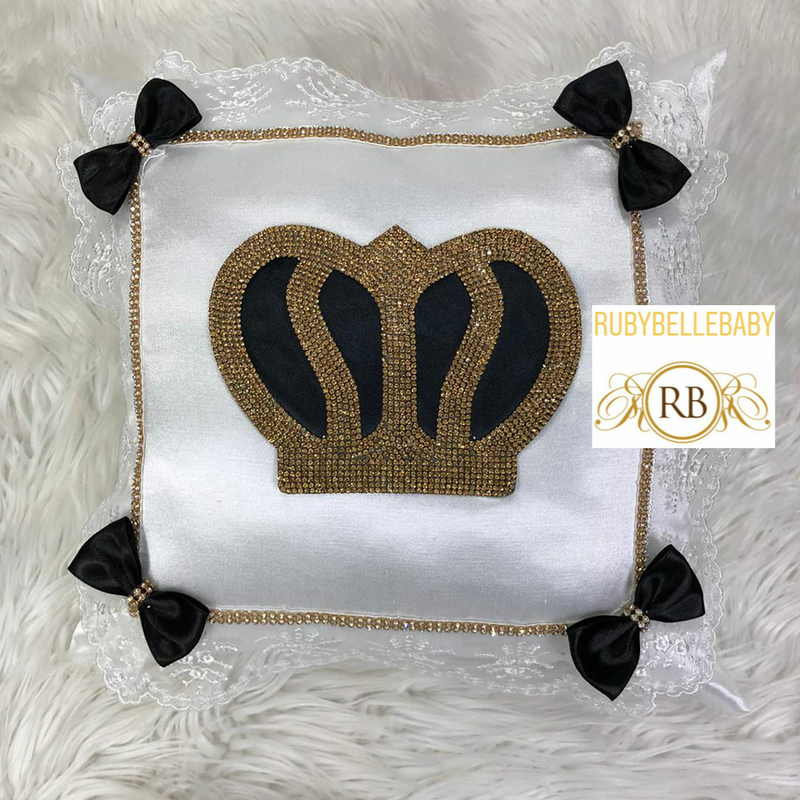 Royal Crown Baby Pillow - Black/Gold