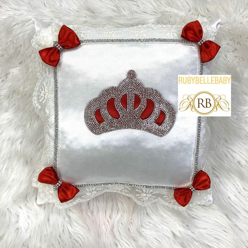 Princess Crown Baby Pillow - Red/Silver