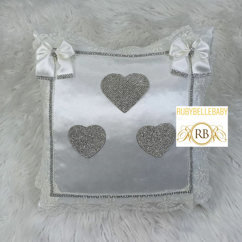 Heart Design Baby Pillow - White