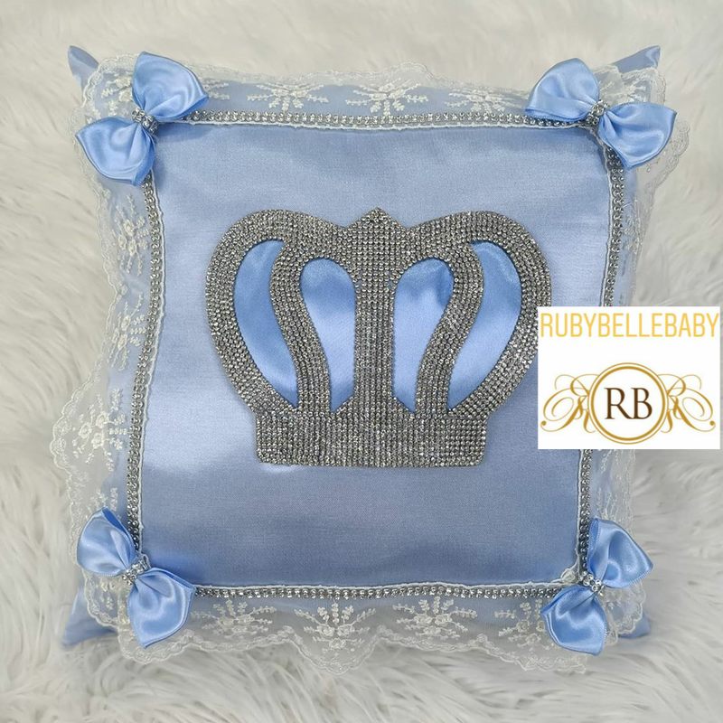 Royal Crown Baby Pillow - Light blue