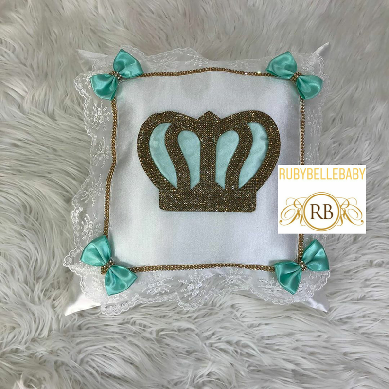 HRH Crown Baby Pillow - Green