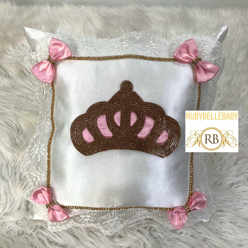 Princess Crown Baby Pillow - Pink/Gold