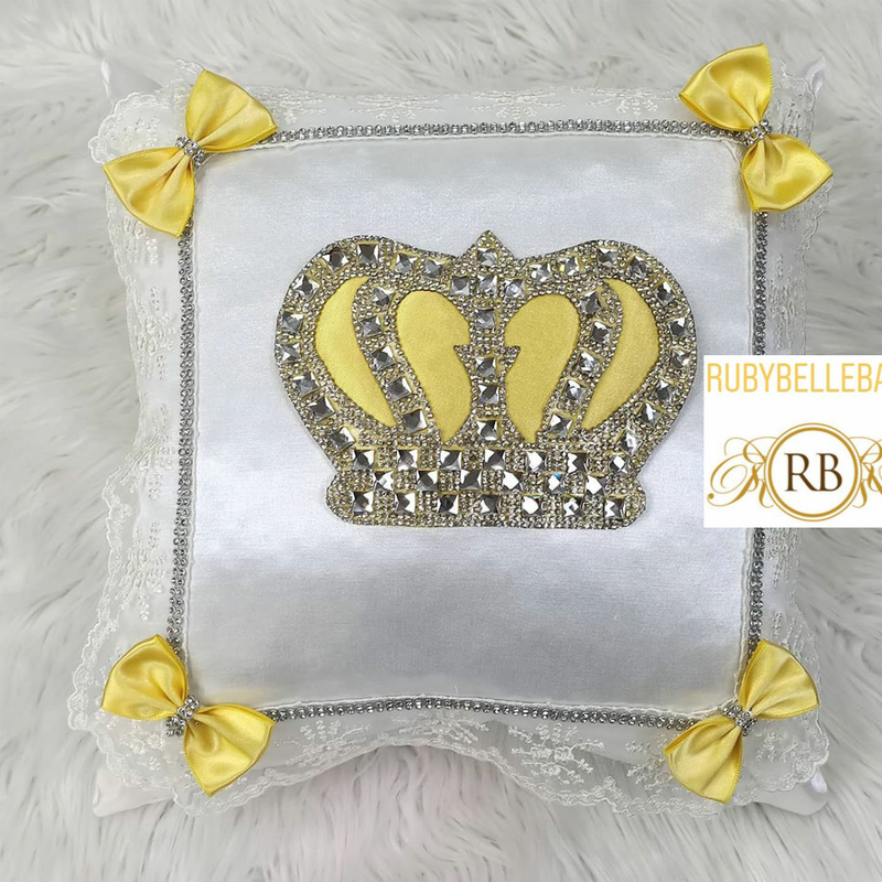 HRH Crown Baby Pillow - Yellow