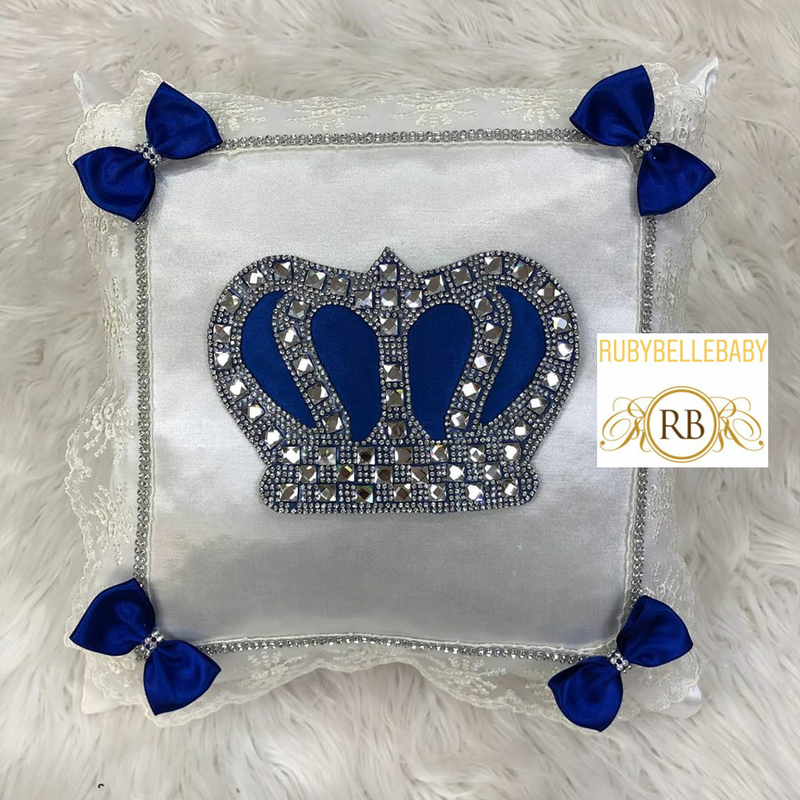 HRH Crown Baby Pillow - Blue