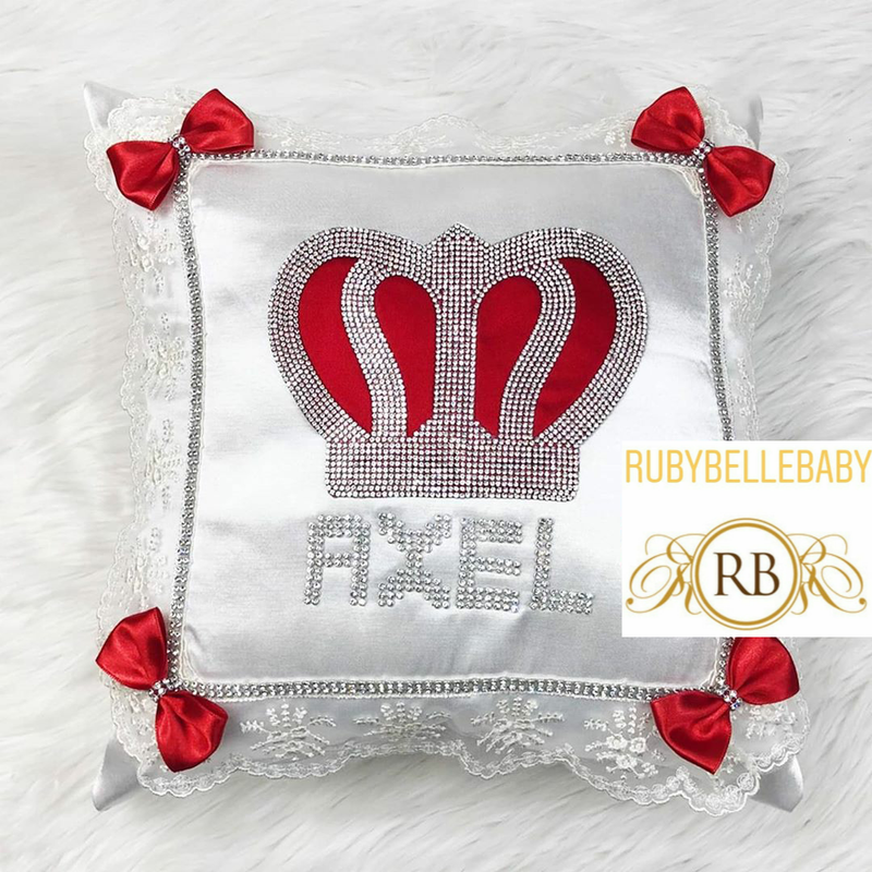 Royal Crown Baby Pillow - White/Red