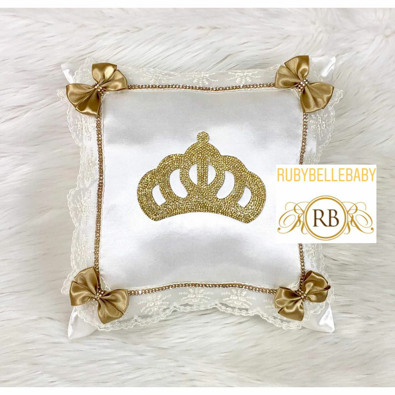 Princess Crown Baby Pillow - White/Gold
