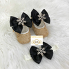 Snowflake Swarvoski Shoe Set - Black/Gold - RUBYBELLEBABY