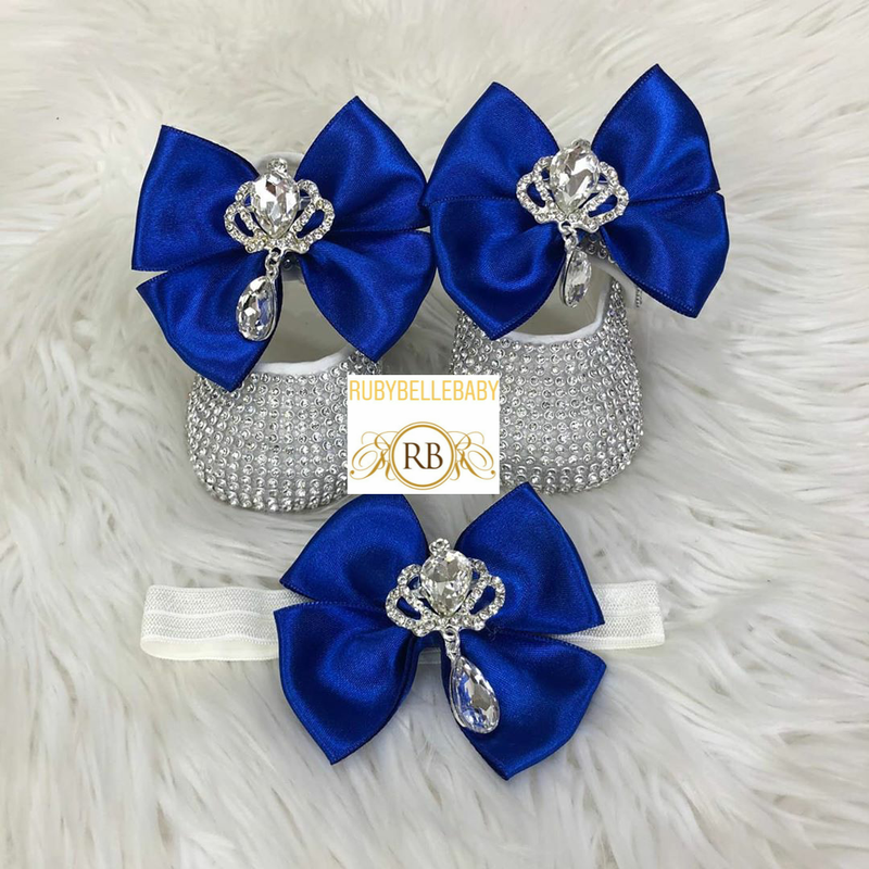 Swarvoski Princess Shoe Set - Royal Blue - RUBYBELLEBABY