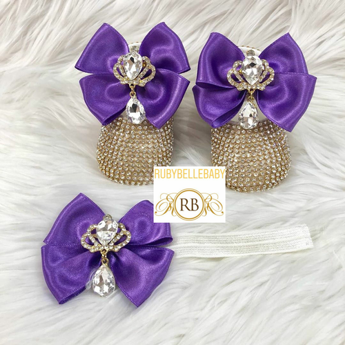 Swarvoski Princess Shoe Set- Purple/Gold - RUBYBELLEBABY