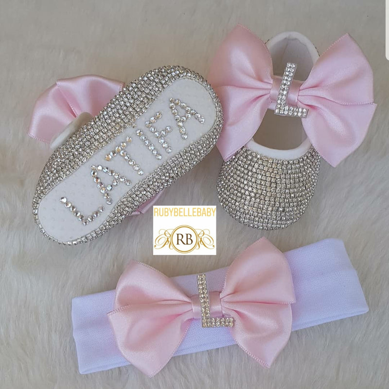 Baby Girl Initial Shoe Set - Pink