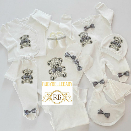 10pcs Teddy Set - Grey - RUBYBELLEBABY